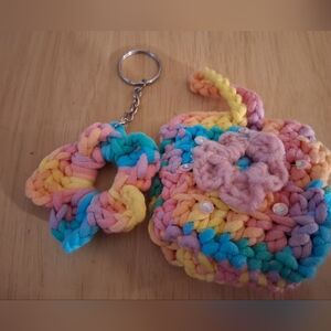 Colorful Crochet Keychain Set And Airpod Case